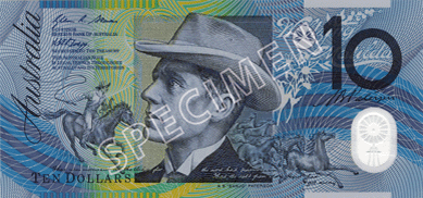 10 dollars-Australien Face