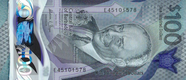 100 dollar-barbadien (dollar BBD) Face