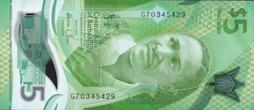 5 dollar-barbadien (dollar BBD) Face