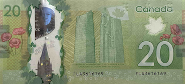 20 Dollars Canadiens Face 20 Dollars Canadiens Face