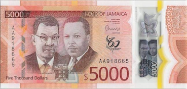 5000 dollar jamaicain (dollar JMD) Face