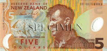 5 Dollar-NÉo-Zélandais Face