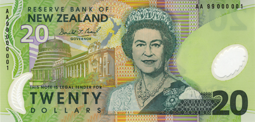 20 Dollars-Néo-zélandais Face 20 Dollar-NÉo-Zélandais Face