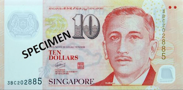 10 dollar-singapourien (dollar SGD) Face