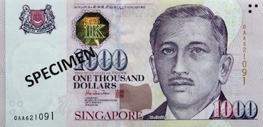 1000 dollar-singapourien (dollar SGD) Face