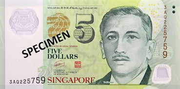 5 dollar-singapourien (dollar SGD) Face