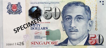 50 dollar-singapourien (dollar SGD) Face