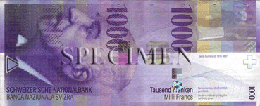 1000 Francs Suisses Face